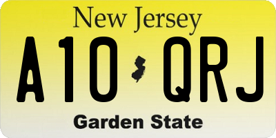 NJ license plate A10QRJ