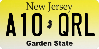 NJ license plate A10QRL