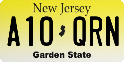 NJ license plate A10QRN