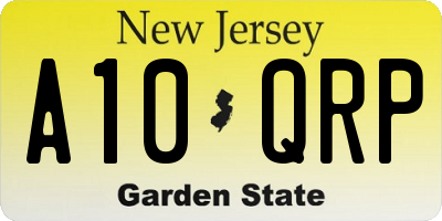 NJ license plate A10QRP