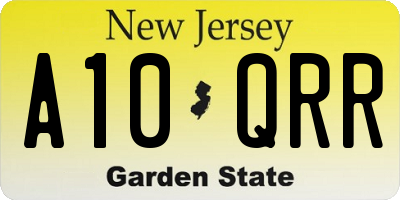NJ license plate A10QRR