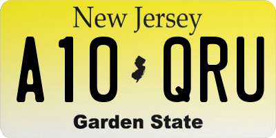 NJ license plate A10QRU