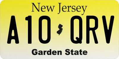 NJ license plate A10QRV