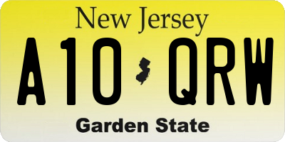 NJ license plate A10QRW
