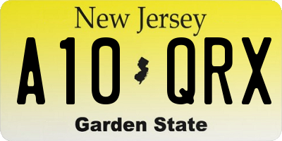 NJ license plate A10QRX