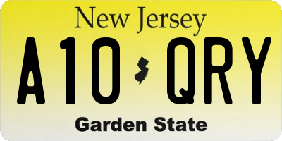 NJ license plate A10QRY