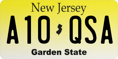 NJ license plate A10QSA