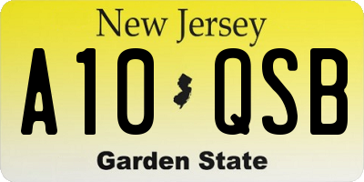 NJ license plate A10QSB