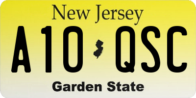 NJ license plate A10QSC