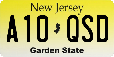 NJ license plate A10QSD