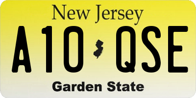 NJ license plate A10QSE