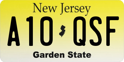 NJ license plate A10QSF