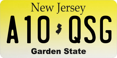 NJ license plate A10QSG