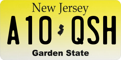NJ license plate A10QSH