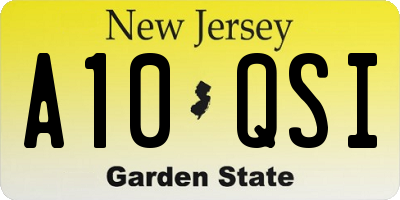 NJ license plate A10QSI