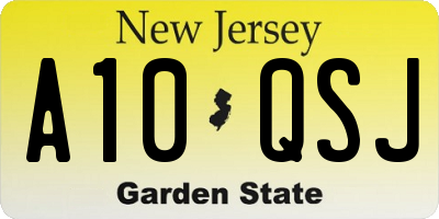 NJ license plate A10QSJ