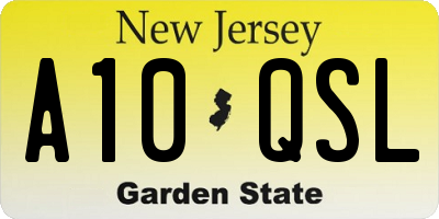 NJ license plate A10QSL