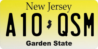 NJ license plate A10QSM