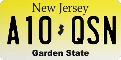 NJ license plate A10QSN