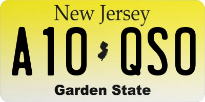 NJ license plate A10QSO