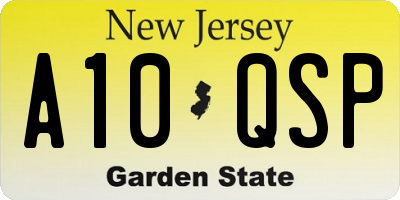 NJ license plate A10QSP