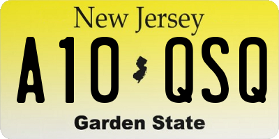 NJ license plate A10QSQ