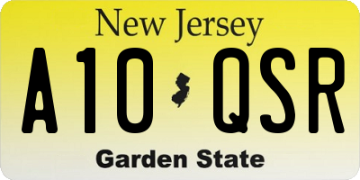 NJ license plate A10QSR