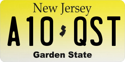 NJ license plate A10QST