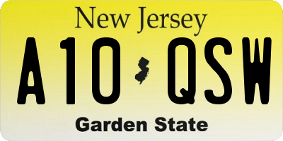NJ license plate A10QSW