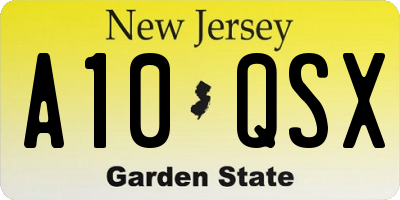 NJ license plate A10QSX