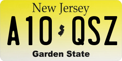 NJ license plate A10QSZ