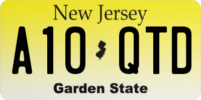 NJ license plate A10QTD