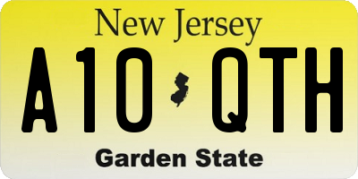 NJ license plate A10QTH