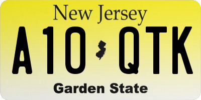 NJ license plate A10QTK