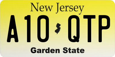 NJ license plate A10QTP