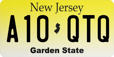 NJ license plate A10QTQ