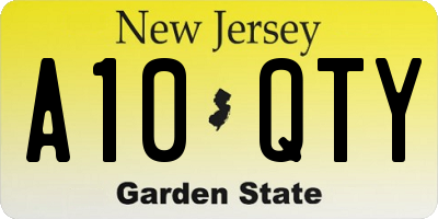 NJ license plate A10QTY