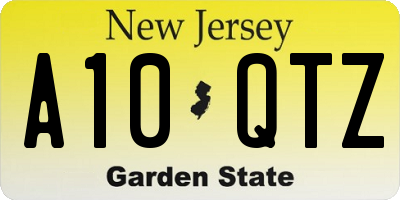 NJ license plate A10QTZ