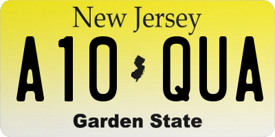 NJ license plate A10QUA