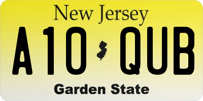 NJ license plate A10QUB