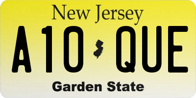 NJ license plate A10QUE