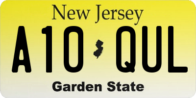 NJ license plate A10QUL