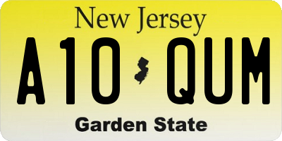 NJ license plate A10QUM