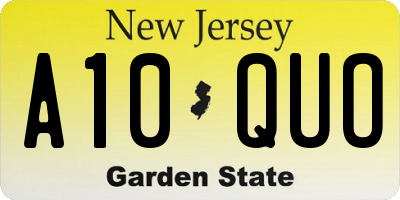 NJ license plate A10QUO