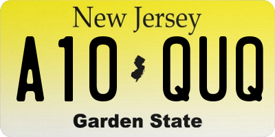 NJ license plate A10QUQ