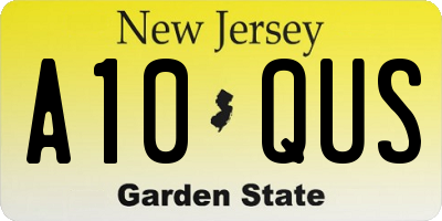 NJ license plate A10QUS