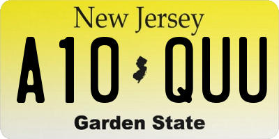 NJ license plate A10QUU