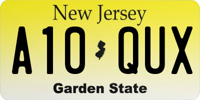 NJ license plate A10QUX