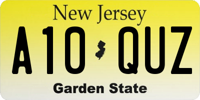 NJ license plate A10QUZ