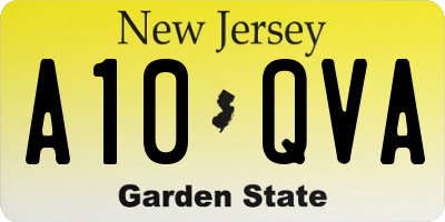 NJ license plate A10QVA